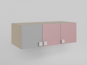 Антресоль на шкаф 3-х створчатый (Розовый/Серый/корпус Клен) в Яровом - yarovoe.katalogmebeli.com | фото