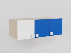 Антресоль на шкаф 3-х створчатый Скай люкс (Синий/Белый/корпус Клен) в Яровом - yarovoe.katalogmebeli.com | фото