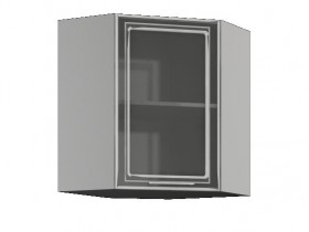 Бетон ШВУС 600*600 Шкаф верхний угловой со стеклом в Яровом - yarovoe.katalogmebeli.com | фото