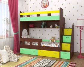 Детская двухъярусная кровать Юниор-1 Белый/Синий Распродажа в Яровом - yarovoe.katalogmebeli.com | фото 4