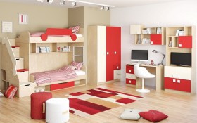 Детская комната Бэрри (Бежевый/Красный/корпус Клен) в Яровом - yarovoe.katalogmebeli.com | фото 2
