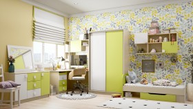 Детская комната Эппл (Зеленый/Белый/корпус Клен) в Яровом - yarovoe.katalogmebeli.com | фото