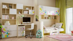 Детская комната Флёр (Белый/корпус Клен) в Яровом - yarovoe.katalogmebeli.com | фото
