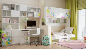 Детская комната Флер (Белый/корпус Выбеленное дерево) в Яровом - yarovoe.katalogmebeli.com | фото 2