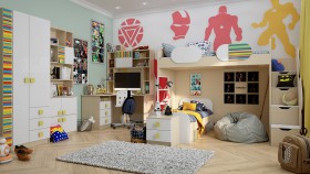 Детская комната Клаксон без машинок (Белый/корпус Клен) в Яровом - yarovoe.katalogmebeli.com | фото 2