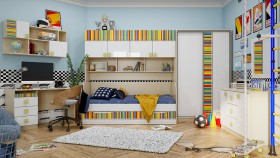 Детская комната Клаксон без машинок (Белый/корпус Клен) в Яровом - yarovoe.katalogmebeli.com | фото 5