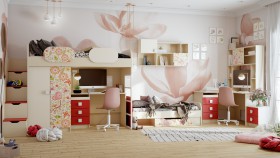 Детская комната Ретвит (Бежевый/Красный/корпус Клен) в Яровом - yarovoe.katalogmebeli.com | фото 3