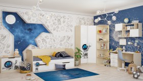 Детская комната Санни (Белый/корпус Клен) в Яровом - yarovoe.katalogmebeli.com | фото 2