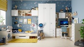 Детская комната Санни (Белый/корпус Клен) в Яровом - yarovoe.katalogmebeli.com | фото