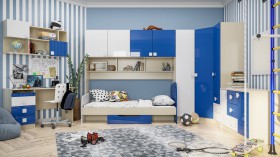 Детская комната Скай Люкс (Синий/Белый/корпус Клен) в Яровом - yarovoe.katalogmebeli.com | фото 3