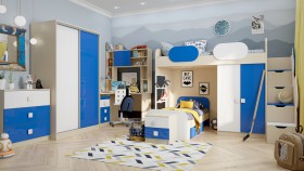 Детская комната Скай Люкс (Синий/Белый/корпус Клен) в Яровом - yarovoe.katalogmebeli.com | фото 5