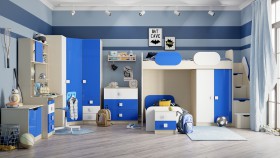 Детская комната Скай Люкс (Синий/Белый/корпус Клен) в Яровом - yarovoe.katalogmebeli.com | фото 7