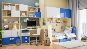 Детская комната Скай Люкс (Синий/Белый/корпус Клен) в Яровом - yarovoe.katalogmebeli.com | фото 9