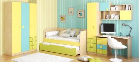 Детская комната Смайли (Желтый/Голубой/Зеленый/корпус Клен) в Яровом - yarovoe.katalogmebeli.com | фото
