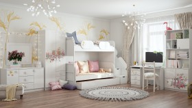 Детская комната Совушки (Белый/корпус Выбеленное дерево) в Яровом - yarovoe.katalogmebeli.com | фото 3
