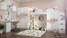 Детская комната Совушки (Белый/корпус Выбеленное дерево) в Яровом - yarovoe.katalogmebeli.com | фото