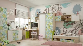 Детская комната Твит (Белый/Зеленый/корпус Клен) в Яровом - yarovoe.katalogmebeli.com | фото