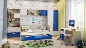 Диван-кровать Скай люкс (Синий/Белый/корпус Клен) в Яровом - yarovoe.katalogmebeli.com | фото 2