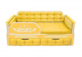 Кровать 160 серии Спорт 2 ящика 74 Жёлтый (мягкие боковые накладки) в Яровом - yarovoe.katalogmebeli.com | фото
