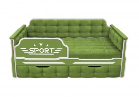 Кровать 160 серии Спорт 2 ящика 76 Зелёный (мягкие боковые накладки) в Яровом - yarovoe.katalogmebeli.com | фото 1