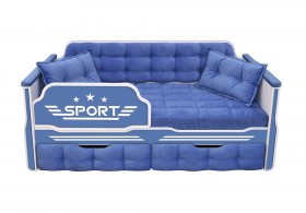 Кровать 160 серии Спорт 2 ящика 85 Синий (подушки) в Яровом - yarovoe.katalogmebeli.com | фото