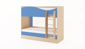Кровать 2-х ярусная с ящиками (Беленый дуб/Синий) в Яровом - yarovoe.katalogmebeli.com | фото 1