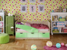 Кровать Бабочки 1,6м (Салатовый металлик) в Яровом - yarovoe.katalogmebeli.com | фото