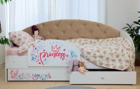 Кровать детская Эльза с бортиком Принцесса Белый/Бежевый в Яровом - yarovoe.katalogmebeli.com | фото