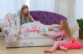 Кровать детская Эльза с бортиком Принцесса Белый/Фиолетовый в Яровом - yarovoe.katalogmebeli.com | фото