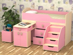 Кровать детская Фея 1.6 Дуб молочный/Розовый в Яровом - yarovoe.katalogmebeli.com | фото 1