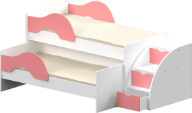 Кровать детская Матрешка выкатная с лестницей  Белый/Розовый в Яровом - yarovoe.katalogmebeli.com | фото