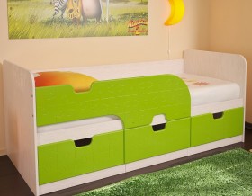 Кровать детская Минима 1,86м с ящиками (дуб атланта/лайм глянец) в Яровом - yarovoe.katalogmebeli.com | фото