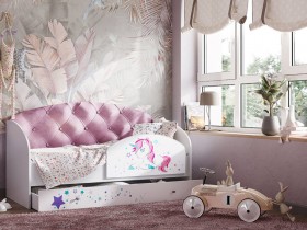 Кровать детская Звездочка Белый/Розовый в Яровом - yarovoe.katalogmebeli.com | фото