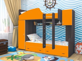 Кровать двухъярусная Юниор-2 Бодего/Оранжевый в Яровом - yarovoe.katalogmebeli.com | фото