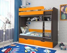 Кровать двухъярусная Юниор-5  Бодего/Оранжевый в Яровом - yarovoe.katalogmebeli.com | фото 1