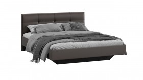 Кровать «Элис» c мягкой обивкой тип 1 Экокожа/Темно-коричневый/1400 в Яровом - yarovoe.katalogmebeli.com | фото