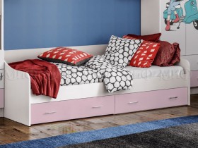Кровать Fashion-1 Вега 0,9 м (Белый/Розовый) в Яровом - yarovoe.katalogmebeli.com | фото 1