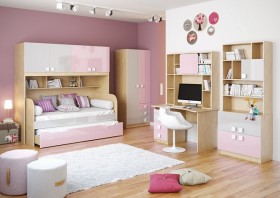 Кровать Грэйси 1650х750 (Розовый/Серый/корпус Клен) в Яровом - yarovoe.katalogmebeli.com | фото 3