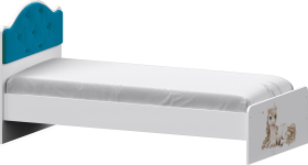 Кровать Каспер с мягкой спинкой и фотопечатью (800х1900)  Белый/Бирюза в Яровом - yarovoe.katalogmebeli.com | фото