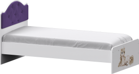 Кровать Каспер с мягкой спинкой и фотопечатью (800х1900)Белый/Фиолетовый в Яровом - yarovoe.katalogmebeli.com | фото