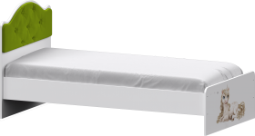 Кровать Каспер с мягкой спинкой и фотопечатью (800х1900)Белый/Лайм в Яровом - yarovoe.katalogmebeli.com | фото