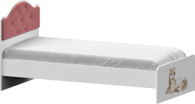 Кровать Каспер с мягкой спинкой и фотопечатью (800х1900)Белый/Светло-розовый в Яровом - yarovoe.katalogmebeli.com | фото