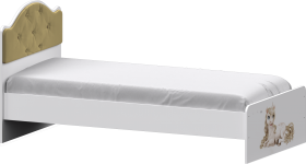 Кровать Каспер с мягкой спинкой и фотопечатью (800х1900)  Белый/Ваниль в Яровом - yarovoe.katalogmebeli.com | фото