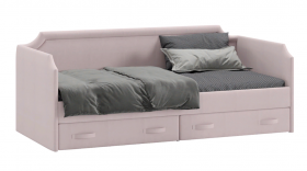 Кровать с мягкой обивкой и ящиками «Кантри» Тип 1 (900) (Велюр пудровый) в Яровом - yarovoe.katalogmebeli.com | фото