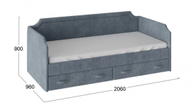 Кровать с мягкой обивкой и ящиками «Кантри» Тип 1 (900) (Замша синяя) в Яровом - yarovoe.katalogmebeli.com | фото 3
