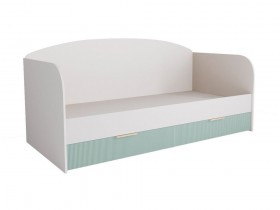 Кровать с ящиками ДКД 2000.1 Лавис (Белый софт/Зеленый софт/корпус Белый) в Яровом - yarovoe.katalogmebeli.com | фото