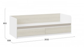 Кровать «Сканди» с 2 ящиками Дуб Гарден/Белый/Глиняный серый в Яровом - yarovoe.katalogmebeli.com | фото 3
