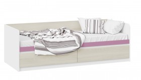 Кровать «Сканди» с 2 ящиками Дуб Гарден/Белый/Лиловый в Яровом - yarovoe.katalogmebeli.com | фото 1