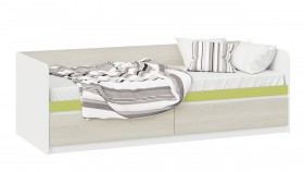 Кровать «Сканди» с 2 ящиками Дуб Гарден/Белый/Зеленый в Яровом - yarovoe.katalogmebeli.com | фото