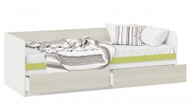 Кровать «Сканди» с 2 ящиками Дуб Гарден/Белый/Зеленый в Яровом - yarovoe.katalogmebeli.com | фото 2